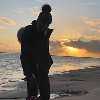 Sam On Beach With Dog