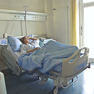 Stock shot patient in hospital bed